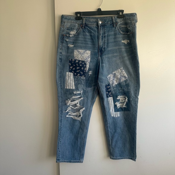 American Eagle Outfitters Denim - American Eagle Outfitters Blue Patchwork Straight Leg Jeans